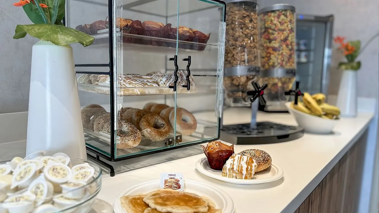 Breakfast room and continental breakfast service at Osoyoos Beach Hotel