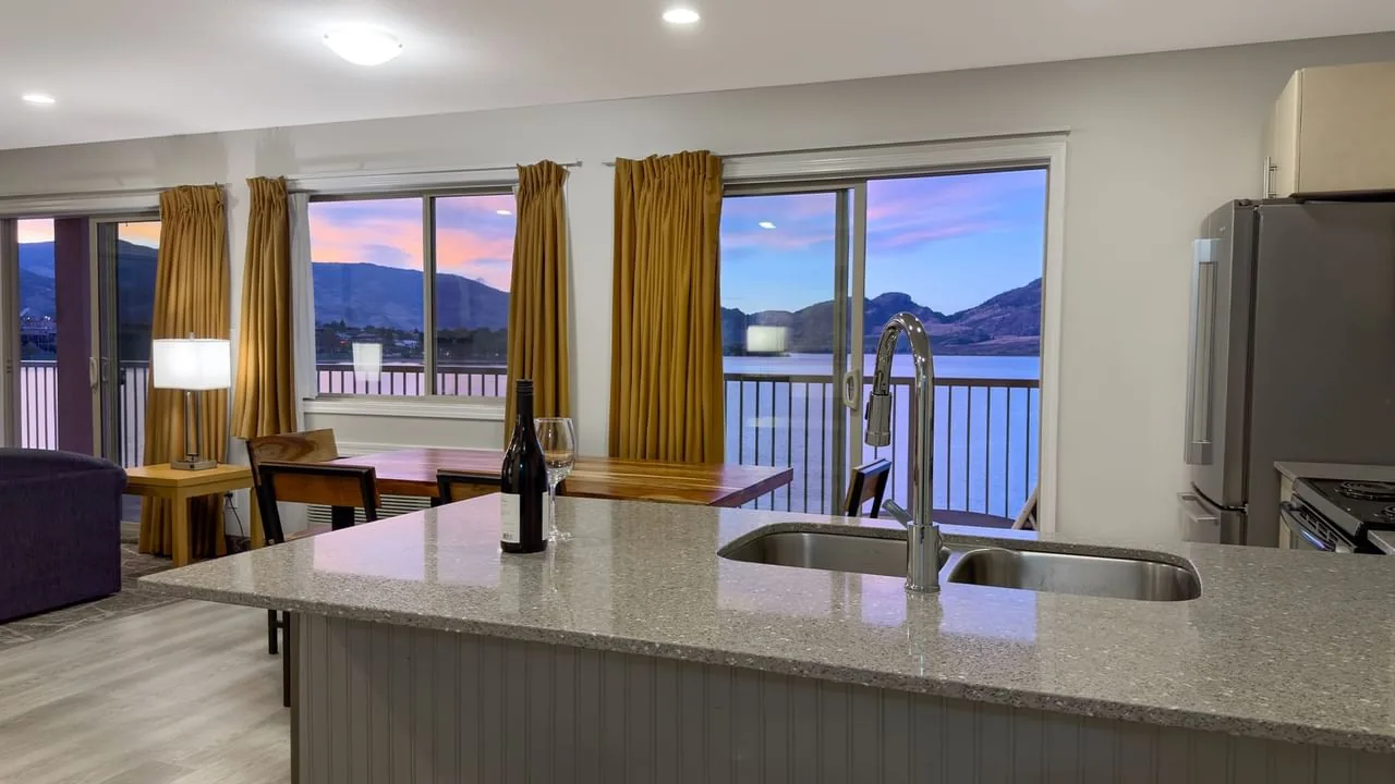 Penthouse kitchen and lake view