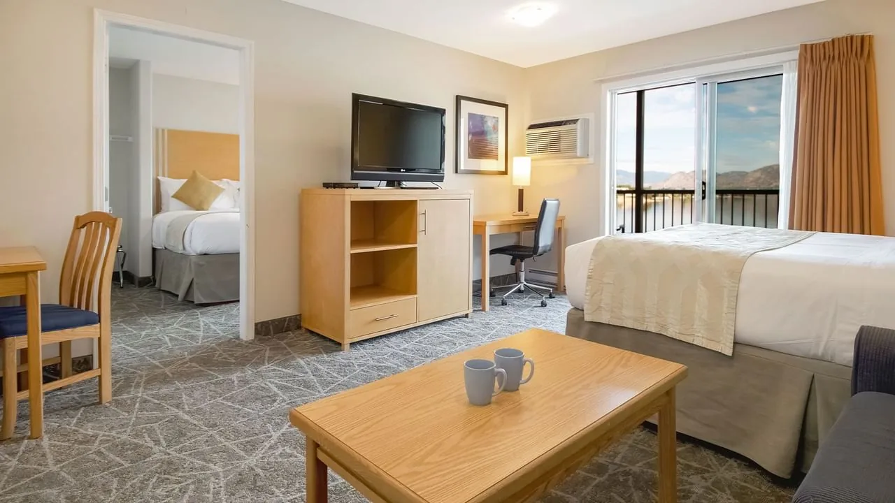 Premium hotel room with two queen beds